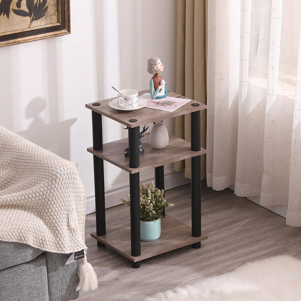 Turn-N-Tube End Table, Set of 2, Oak Gray/Black