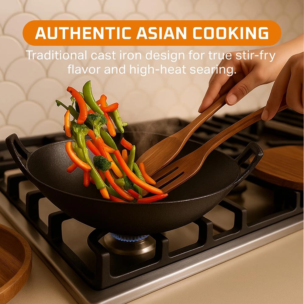Bruntmor 14" Enameled Cast Iron Wok