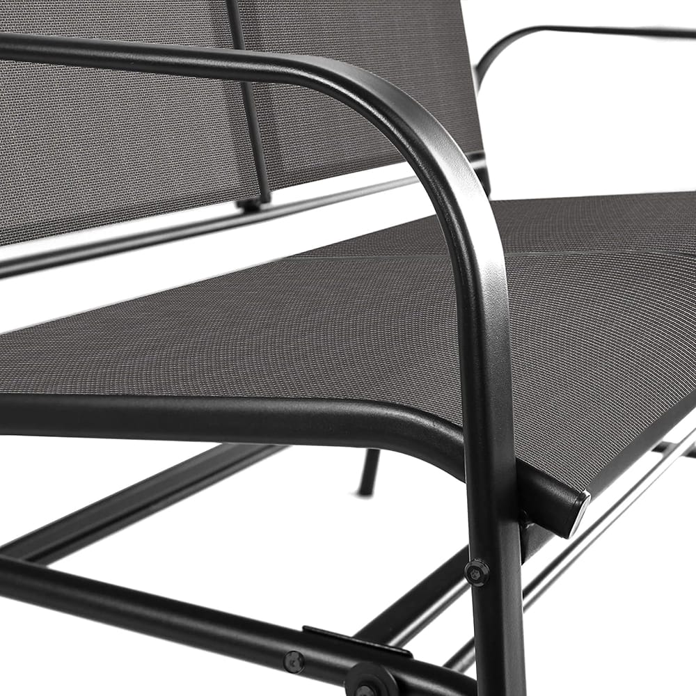 2-Person Patio Sling Glider Chair, Black