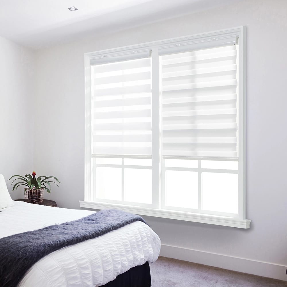 Cordless Textured Fabric Push-up Shadow Roller Shade, White, 39" x 66"