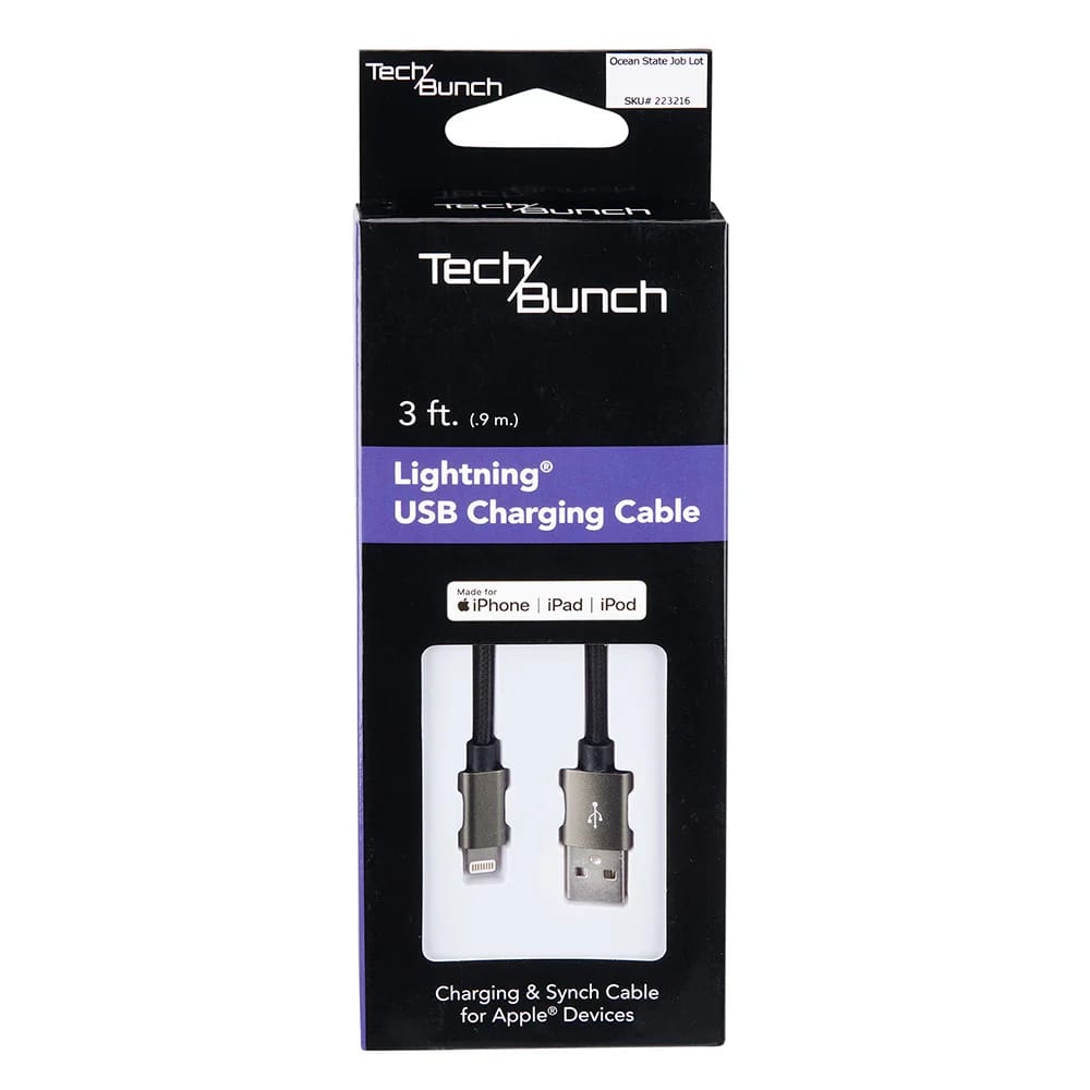 TechBunch Lightning USB Charging Cable, 3'