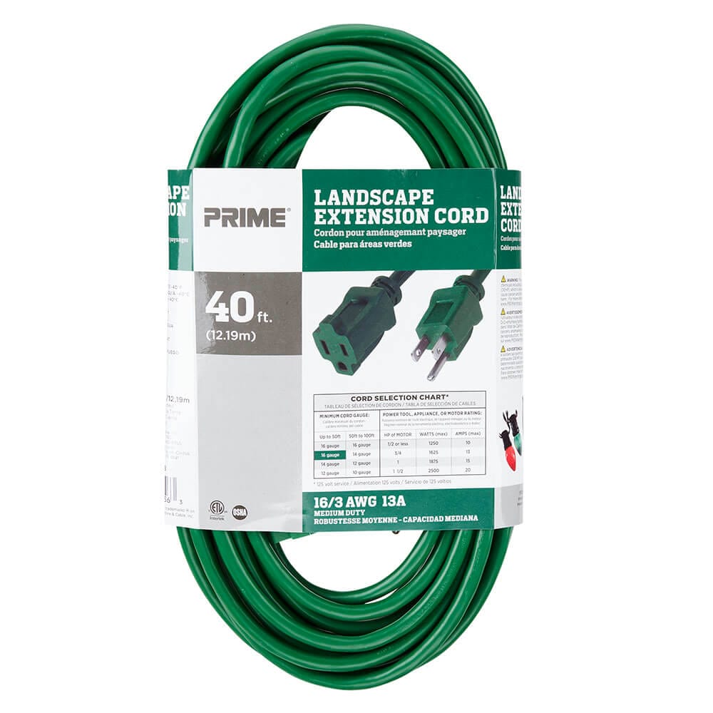 Prime 16/3 Medium-Duty Landscape Extension Cord, 40'