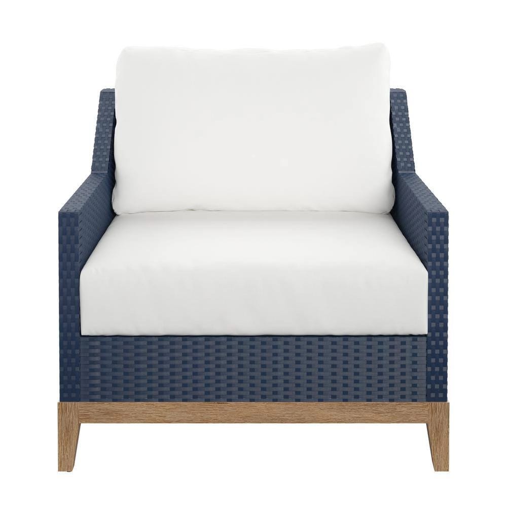TK Classics Outdoor Club Chair with Cushion, Navy/White