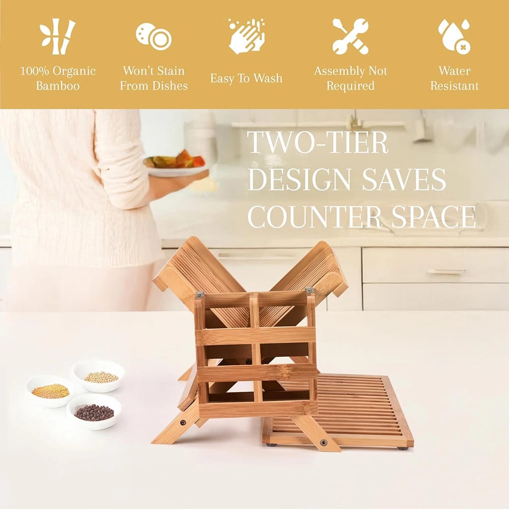 2LB Depot Collapsible Bamboo Dish Drying Rack