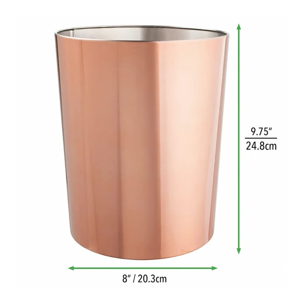 mDesign Plastic Bowl Brush and Trash Can, Rose Gold
