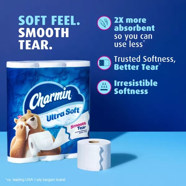 Charmin Ultra Soft Bathroom Tissue Ultra Soft, 30 Mega Rolls