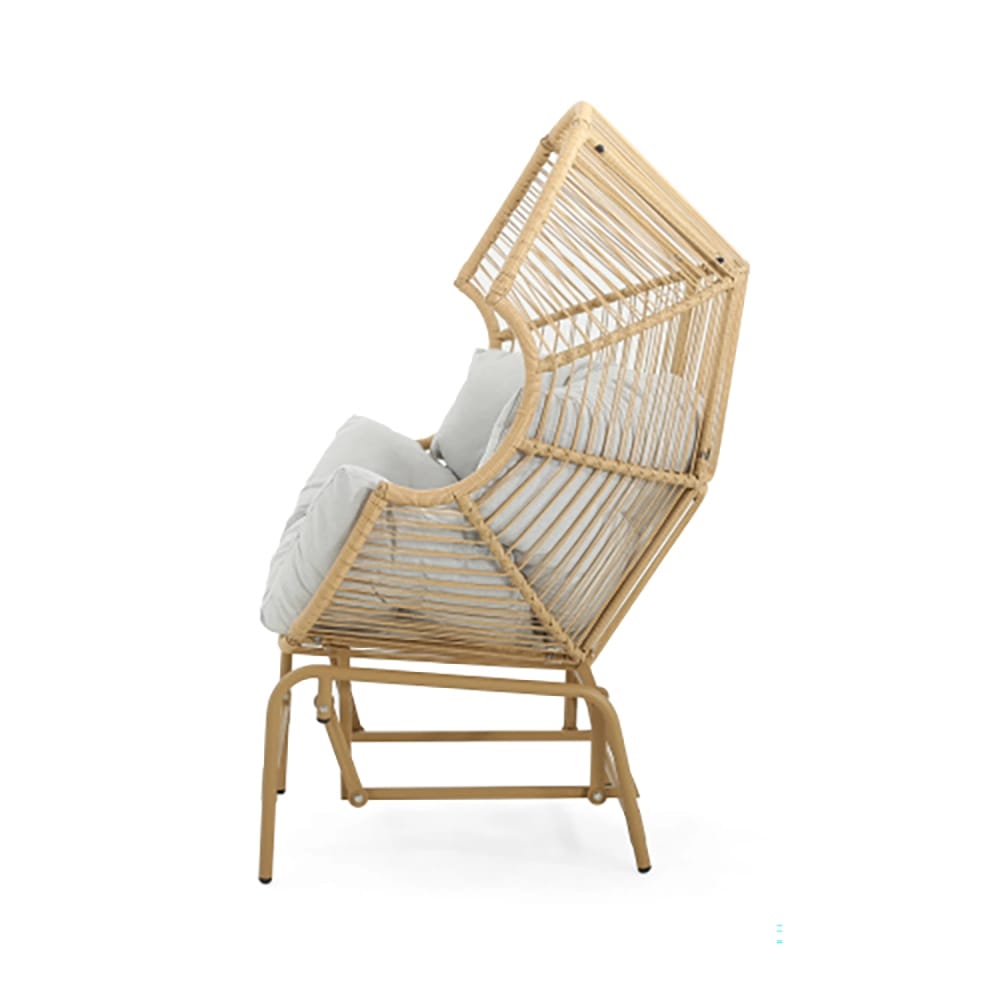 Palos Outdoor Wicker Glider Chair with Cushion, Light Brown