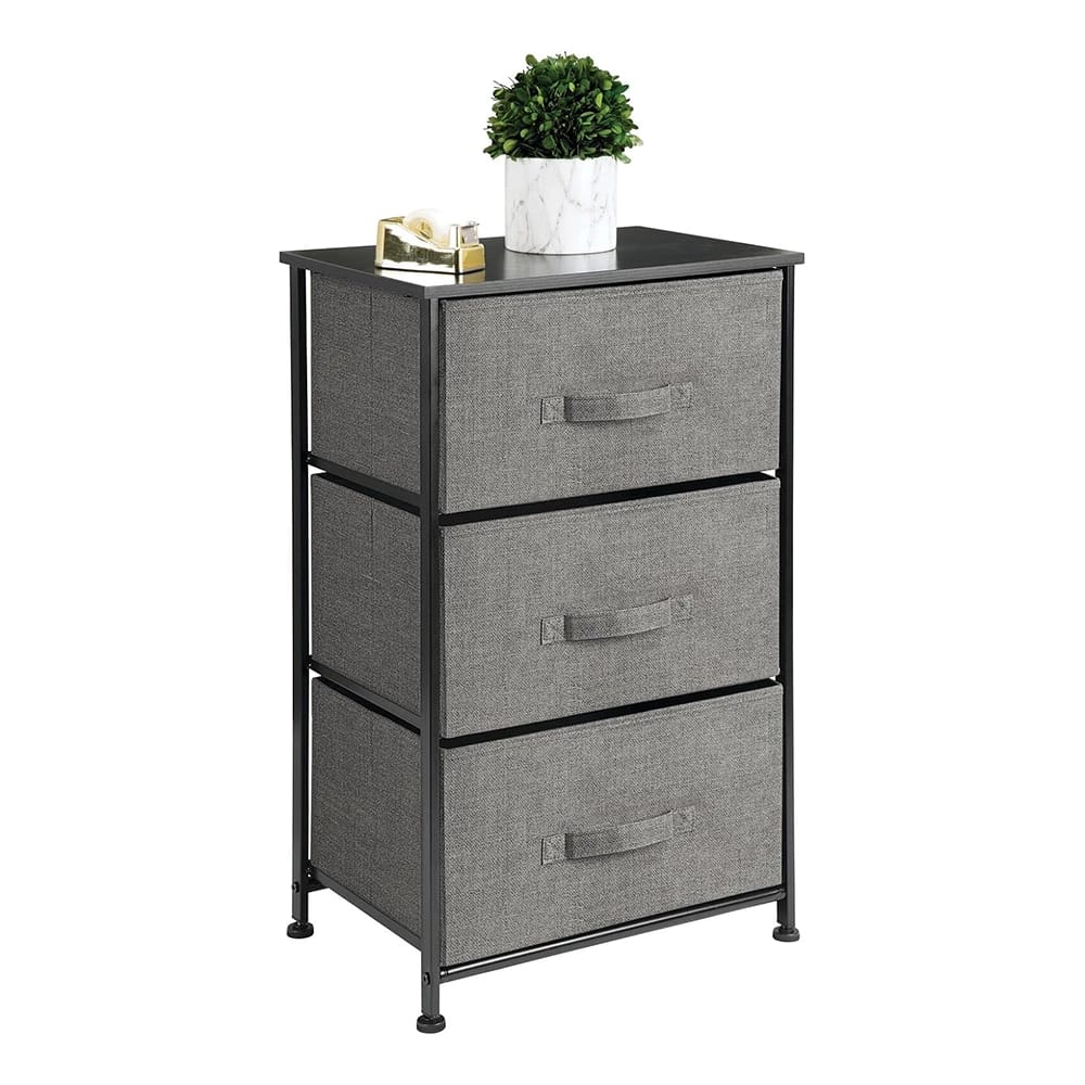 mDesign 3-Drawer Storage Shelf, Charcoal