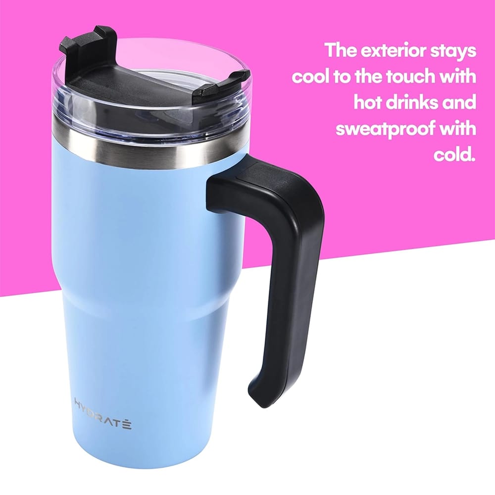 HYDRATE 20 oz Travel Tumbler with Handle, Blue