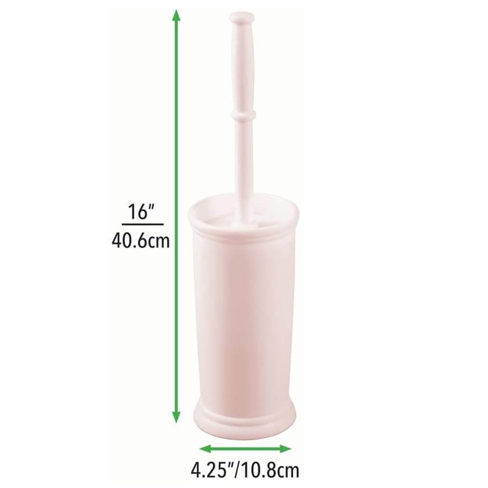 mDesign Compact Toilet Brush/Oval Waste Can Combination Set, Light Pink