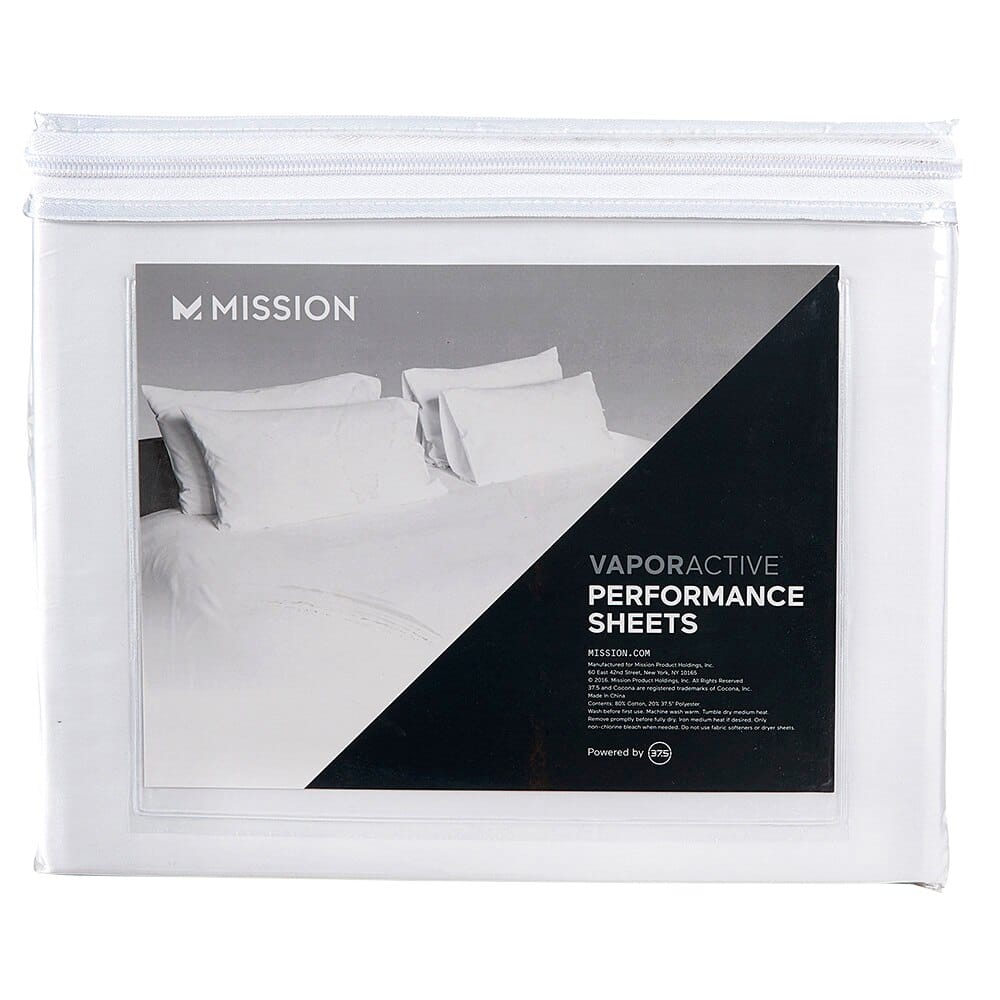 Mission VaporActive Cotton Sateen King Sheet Set in White