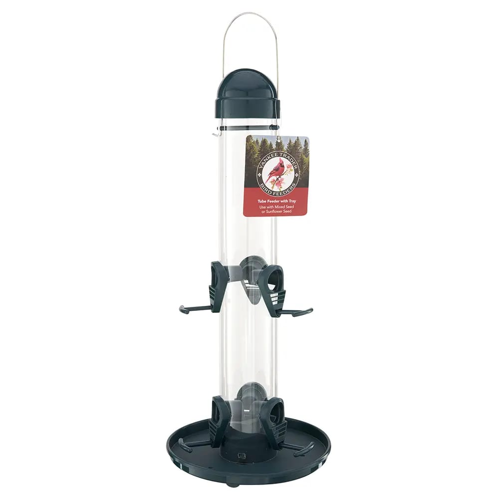 Yankee Trader Bird Tube Feeder with Tray, Green