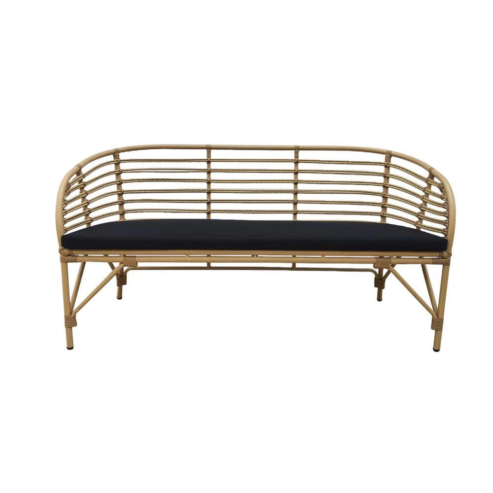 TK Classics Boho Aluminum Loveseat, Natural/Black