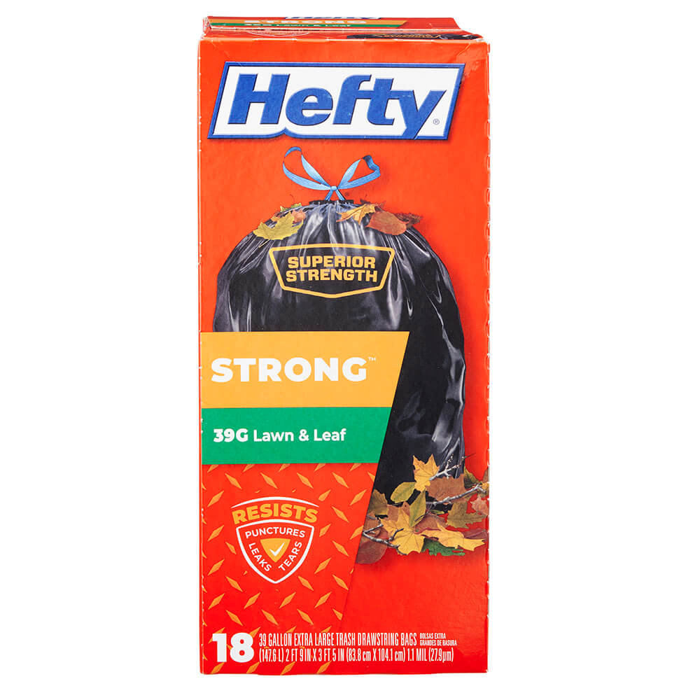 Hefty Strong Lawn & Leaf 39 Gallon Trash Bags, 18 Count