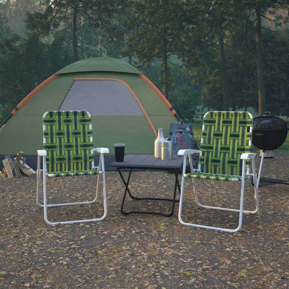 Novogratz Steel Folding Chairs, Blue/Green, 2 Pack