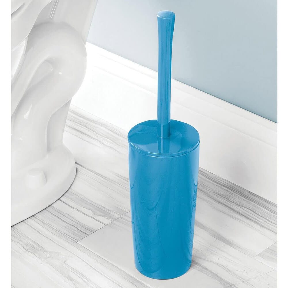 mDesign Compact Toilet Brush/Round Waste Can Combination Set, Cornflower Blue