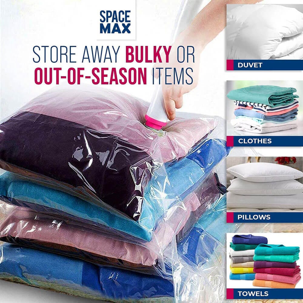 SPACE MAX Premium Space Saver Vacuum Storage Bags, Jumbo Size, 6-Pack