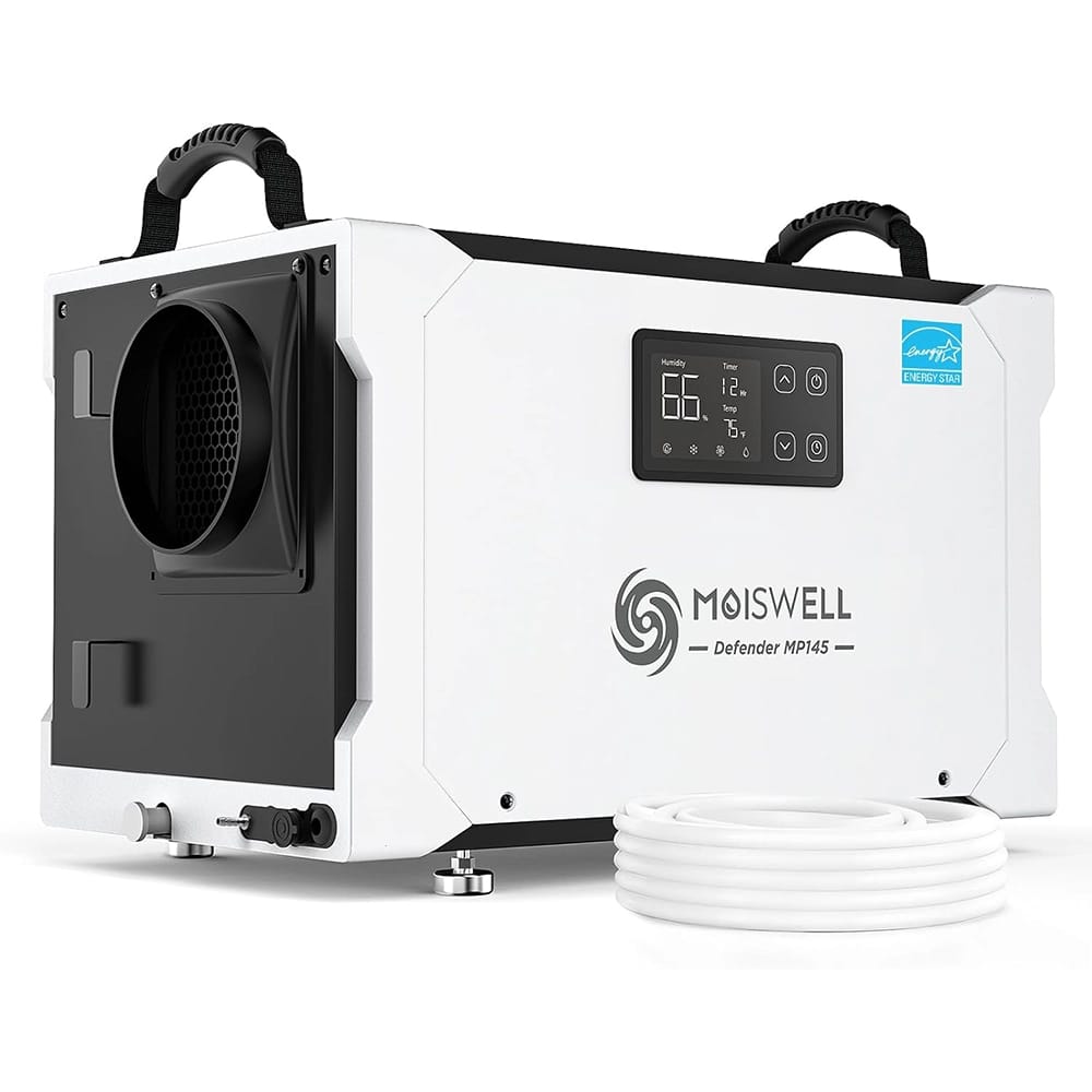 Moiswell 155 Pints Commercial Dehumidifier with Pump and Drain Hose, White
