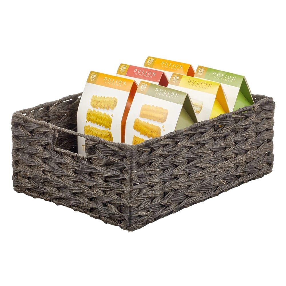 mDesign Woven Farmhouse Pantry Basket, Espresso, 3 Pack