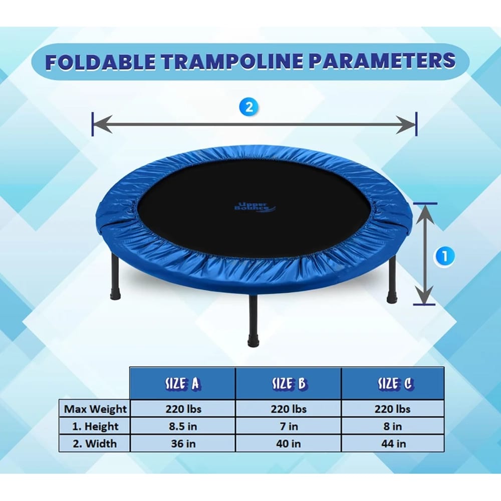 Machrus Upper Bounce Mini Rebounder Trampoline, Portable & Foldable, Blue, 36"