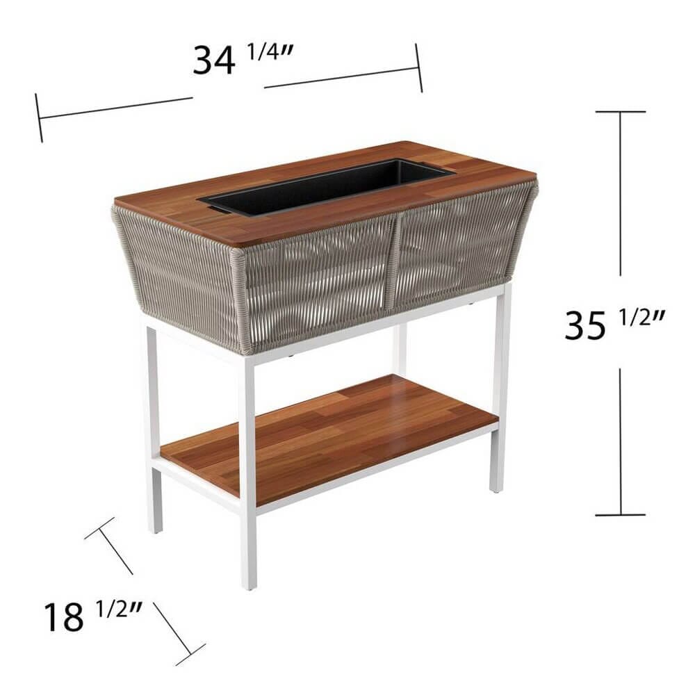 Southern Enterprises Tondela Outdoor Serving Table, Acacia/White