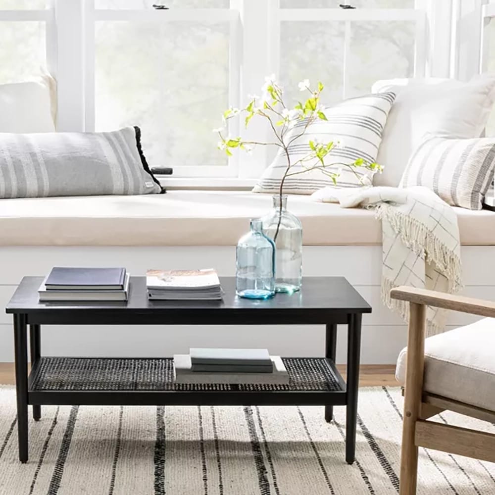 Hearth & Hand with Magnolia Wood & Cane Coffee Table, Black