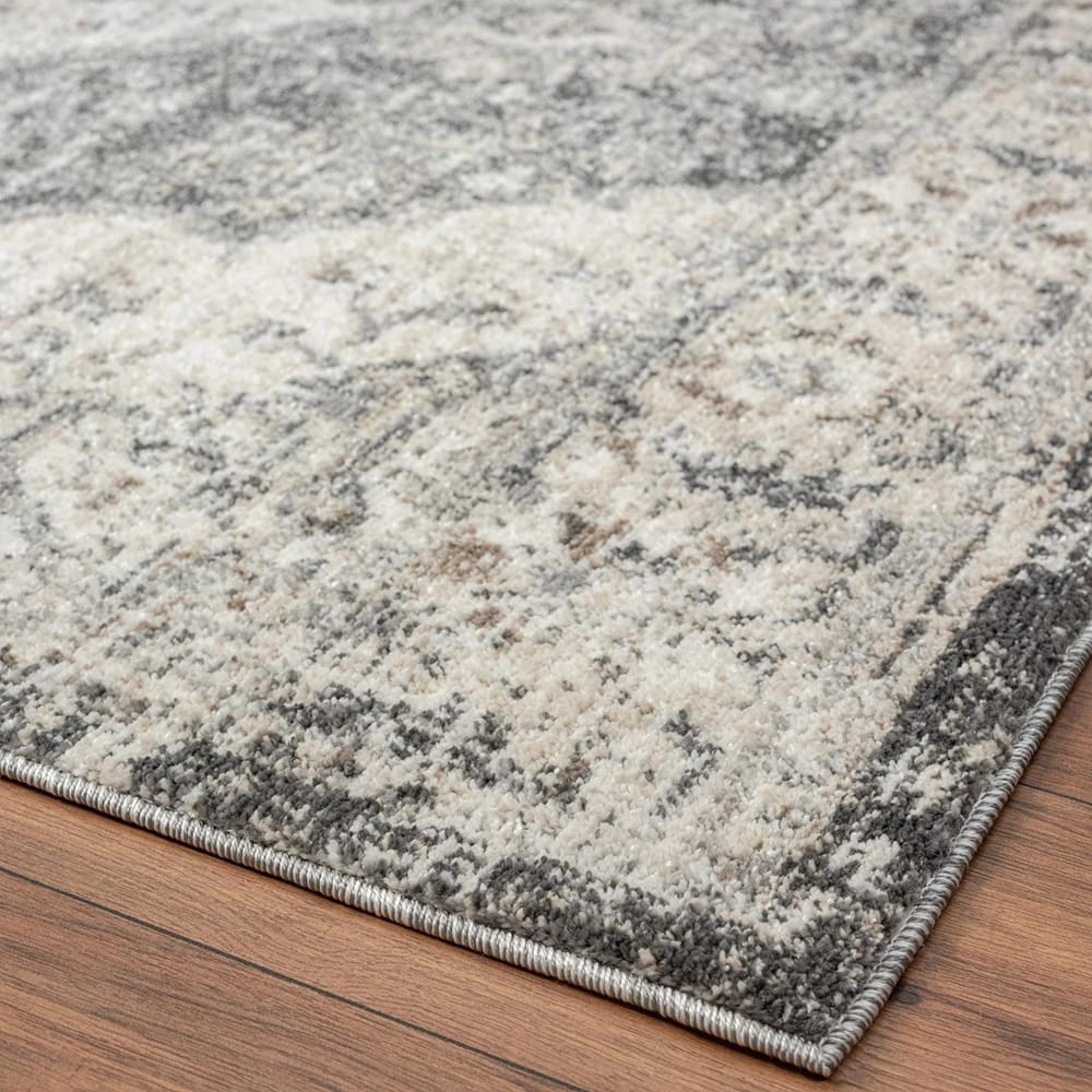 Euston 8'6" x 12'5" Traditional Area Rug, Gray/Cream