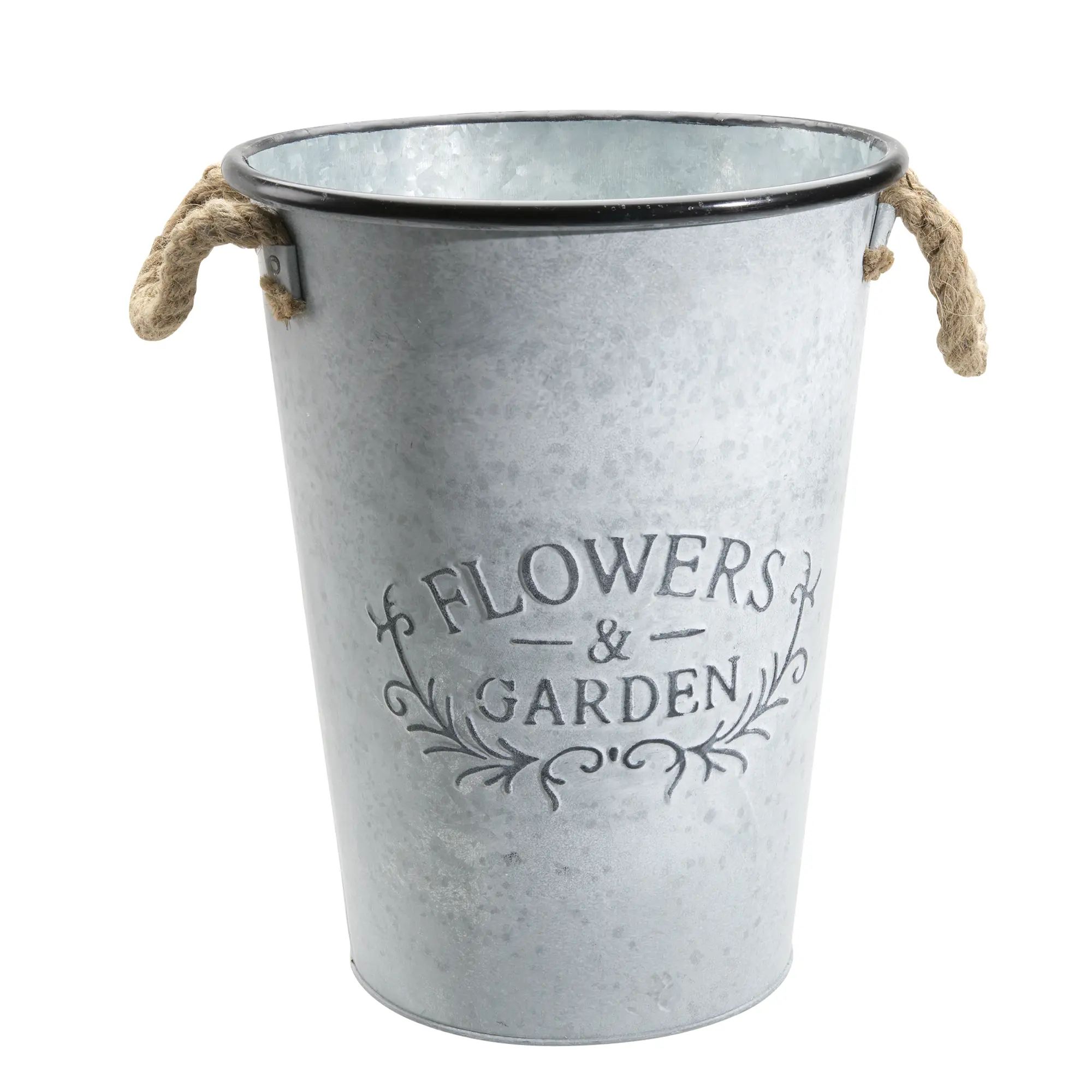 Tall Galvanized Steel Bucket With Rope Handles