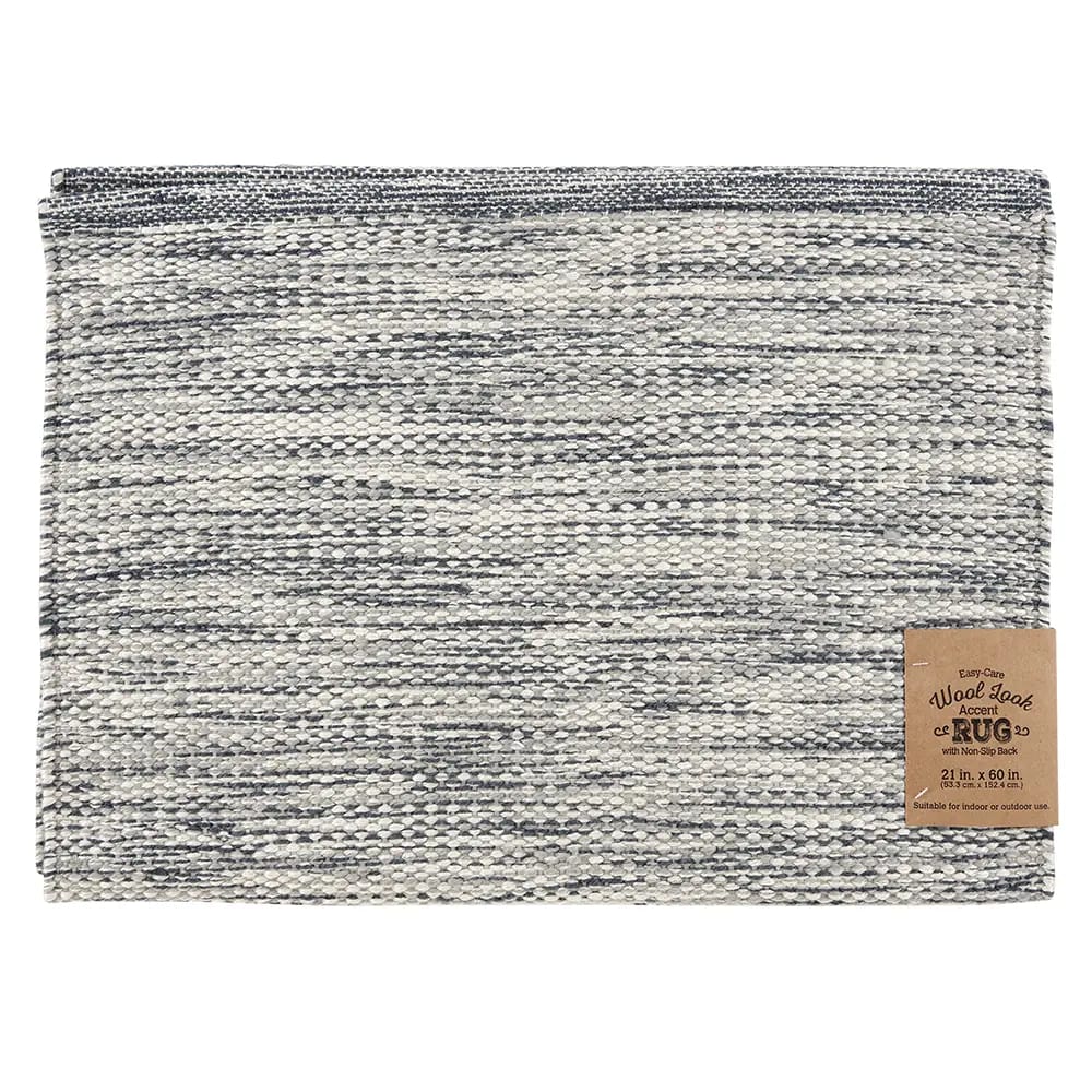 Wool Look Easy-Care Indoor/Outdoor Accent Rug, 21" x 60"