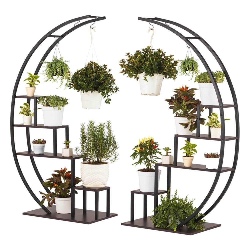 Idzo 2-Piece 5-Tier Metal Half Moon Plant Stand