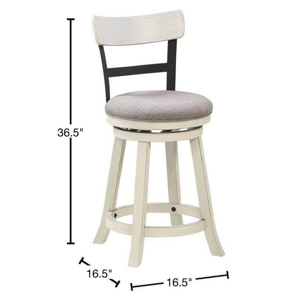 Home 2 Office Riverside 24" High Back Swivel Bar Stool, White