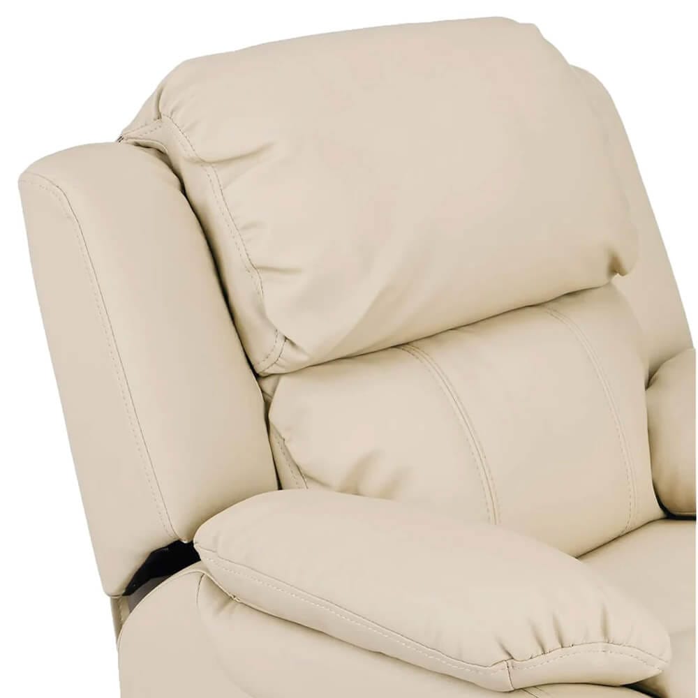 Faux Leather Youth Recliner with Armrest Storage, Beige