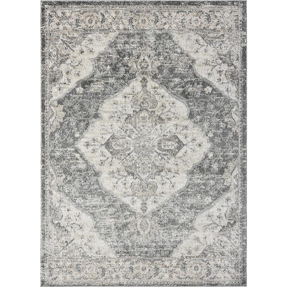 Euston 8'6" x 12'5" Traditional Area Rug, Gray/Cream