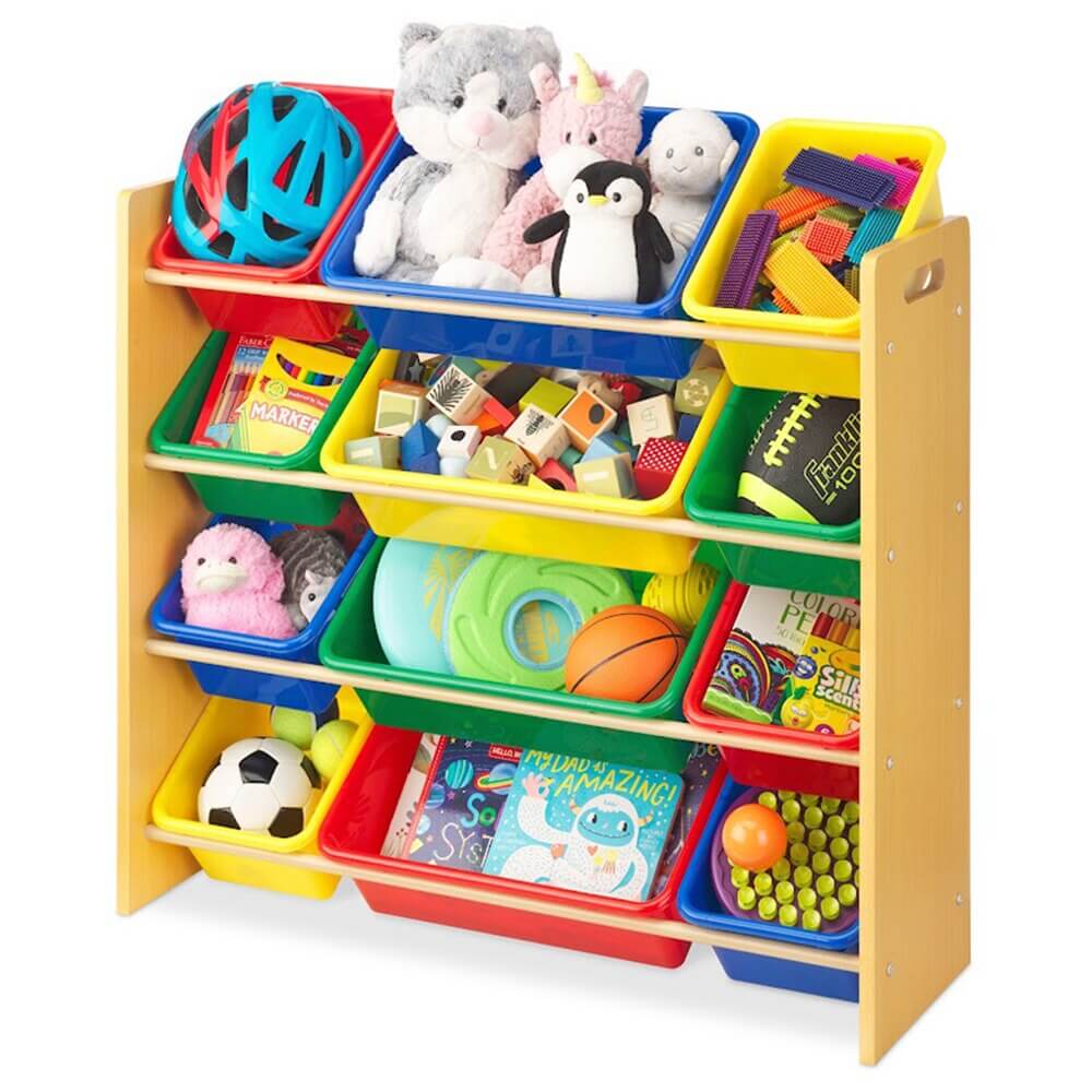 Whitmor 12-Bin Storage Organizer, Primary Colors