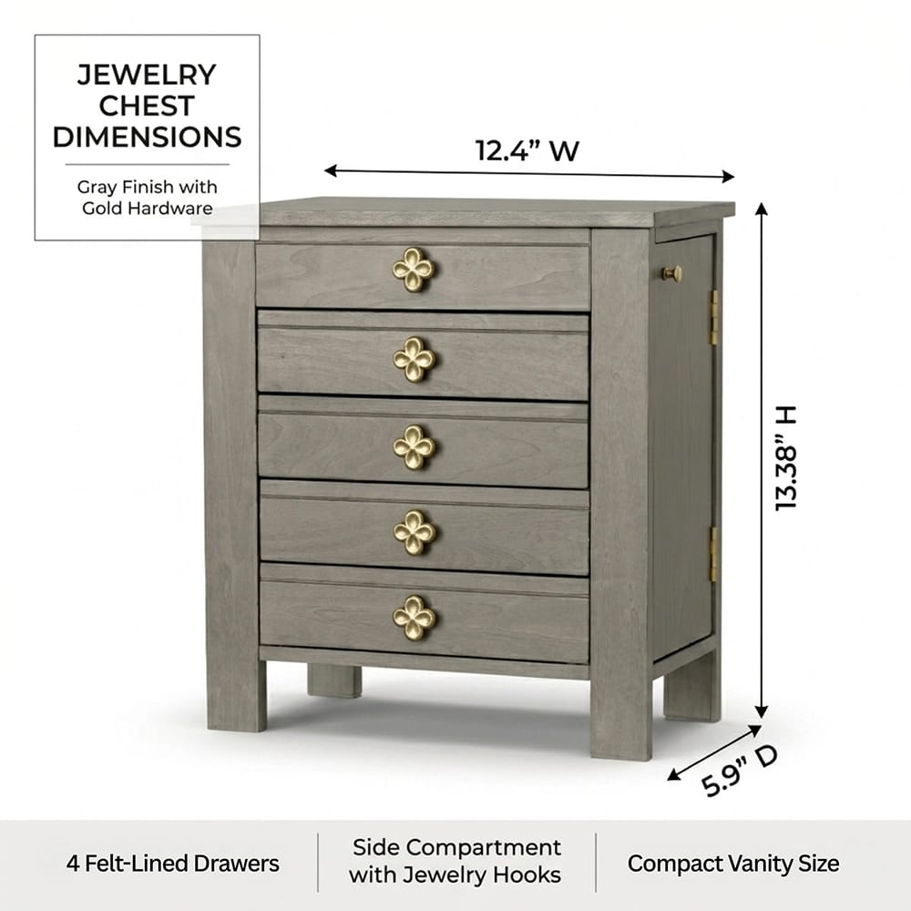 Hives & Honey Emma Jewelry Chest, Gray