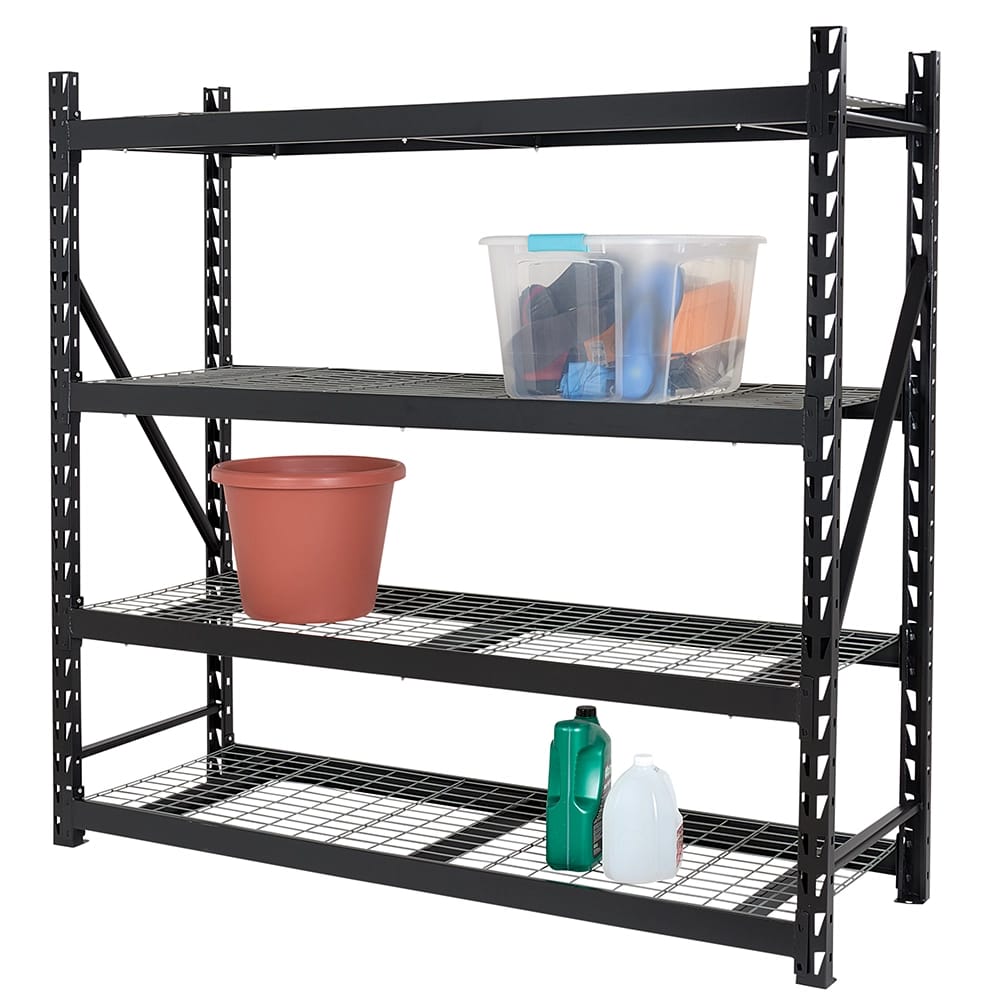 Method Storage Systems 4-Tier Heavy-Duty Adjustable Shelving Unit, Black