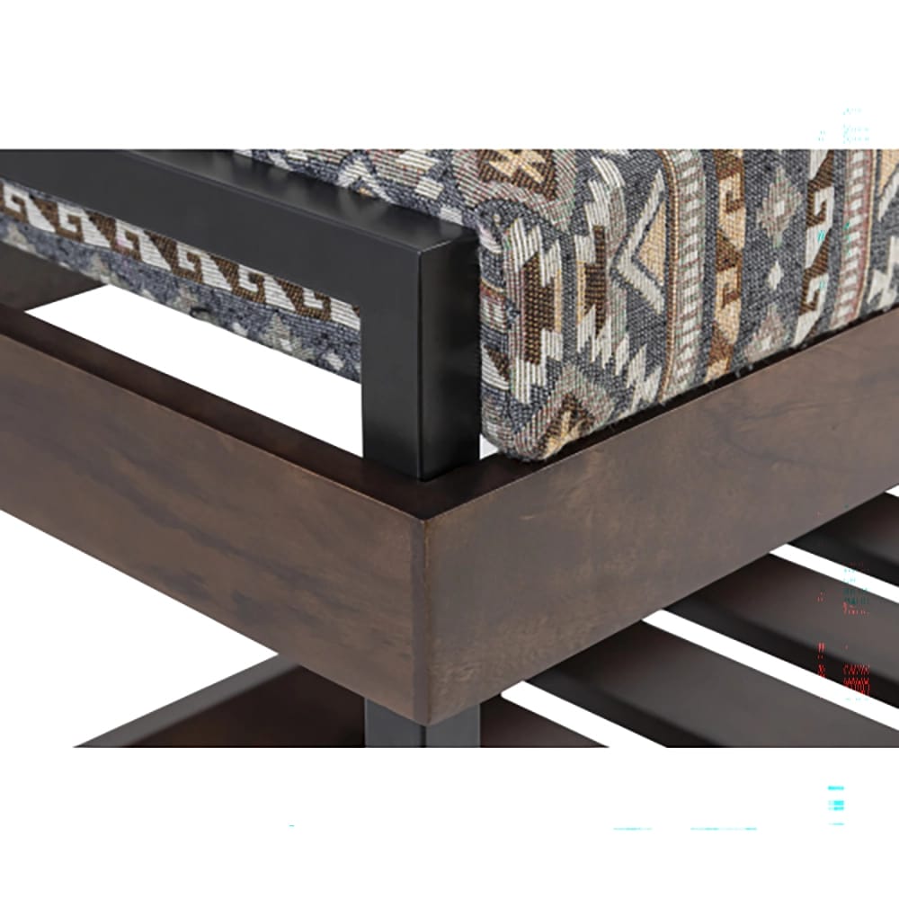 Albany Living Upholstered Bench with Wooden Shoe Rack, Gray