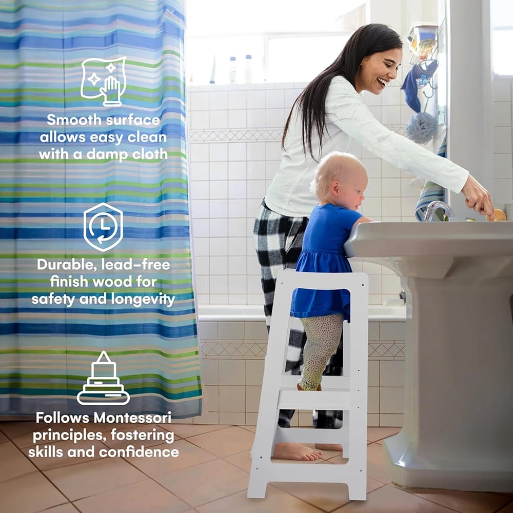 Childlike Behavior Montessori Stepping Stool, White