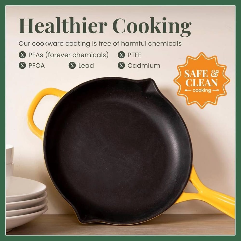 Larder & Vine 10" Enameled Cast Iron Skillet, Limoncello