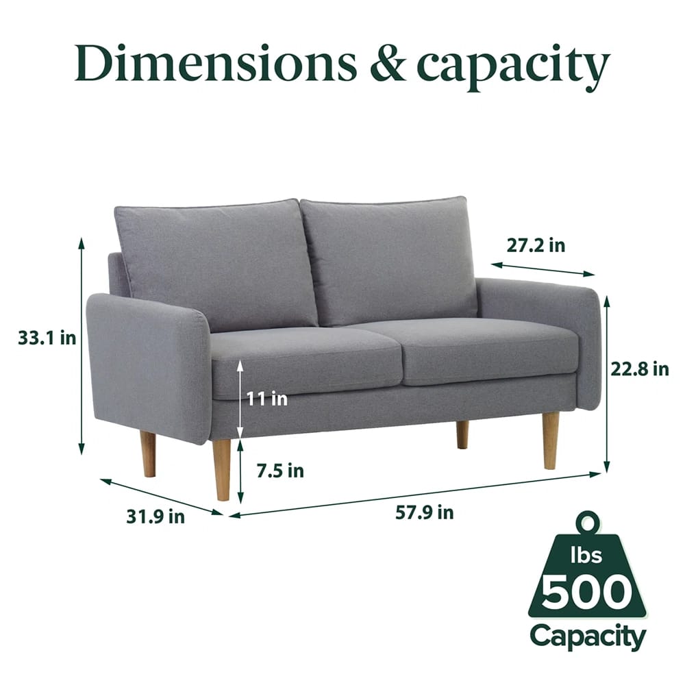 Zinus Ava Loveseat, Light Gray