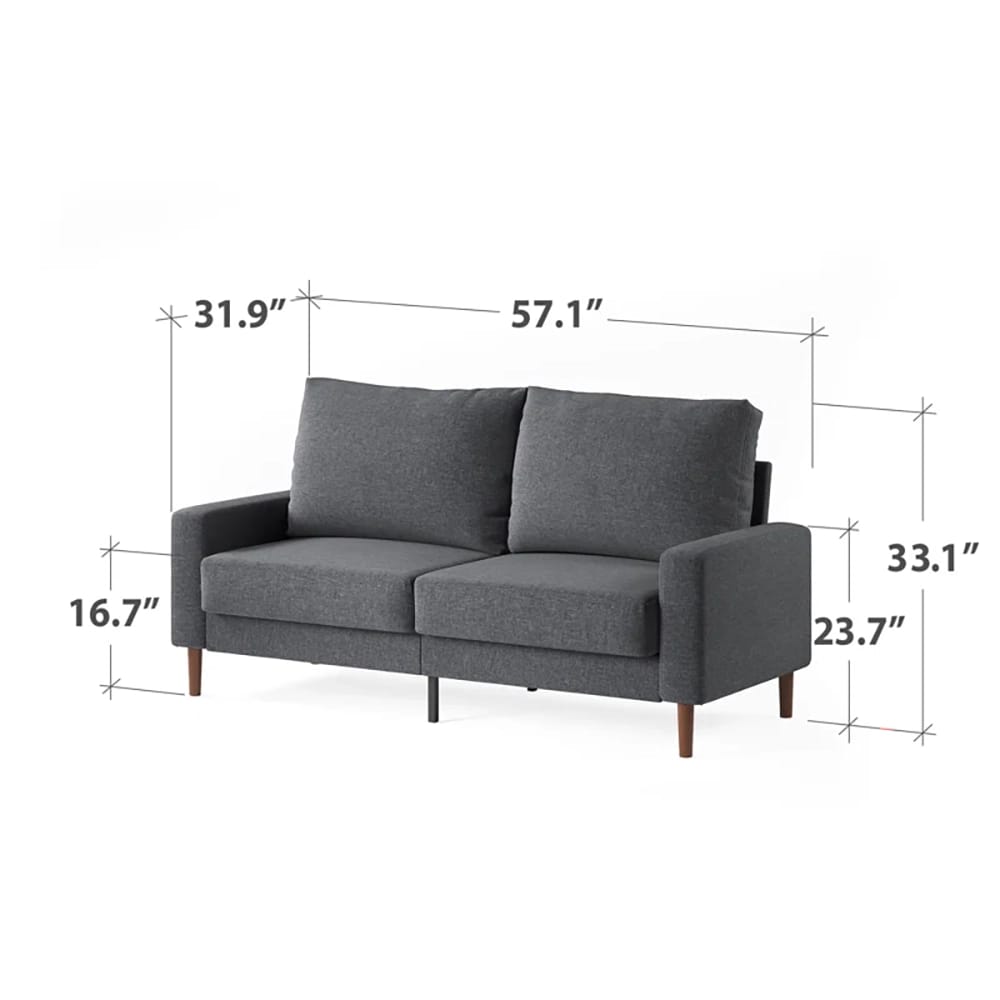 Zinus Colton Upholstered Loveseat, Dark Gray