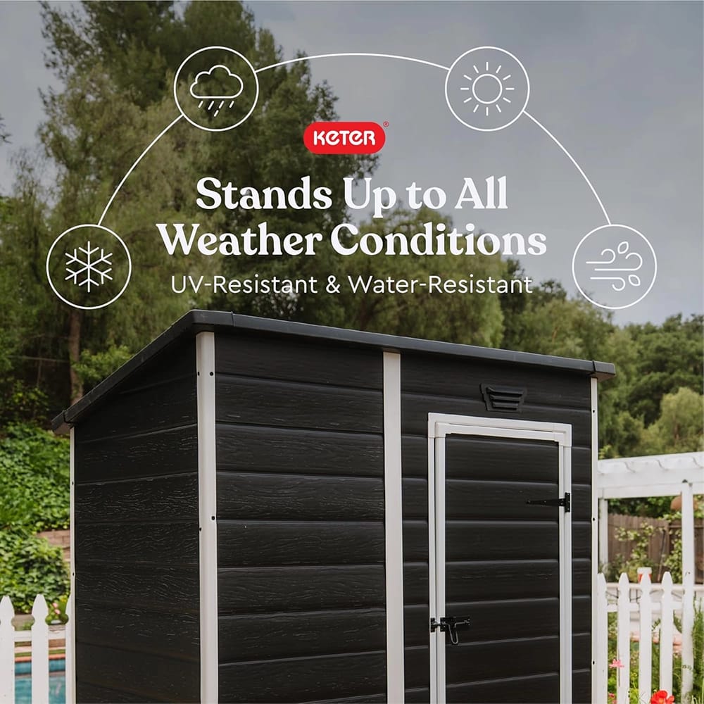 Keter 6' x 4' Resin Outdoor Storage Shed, Gray/White