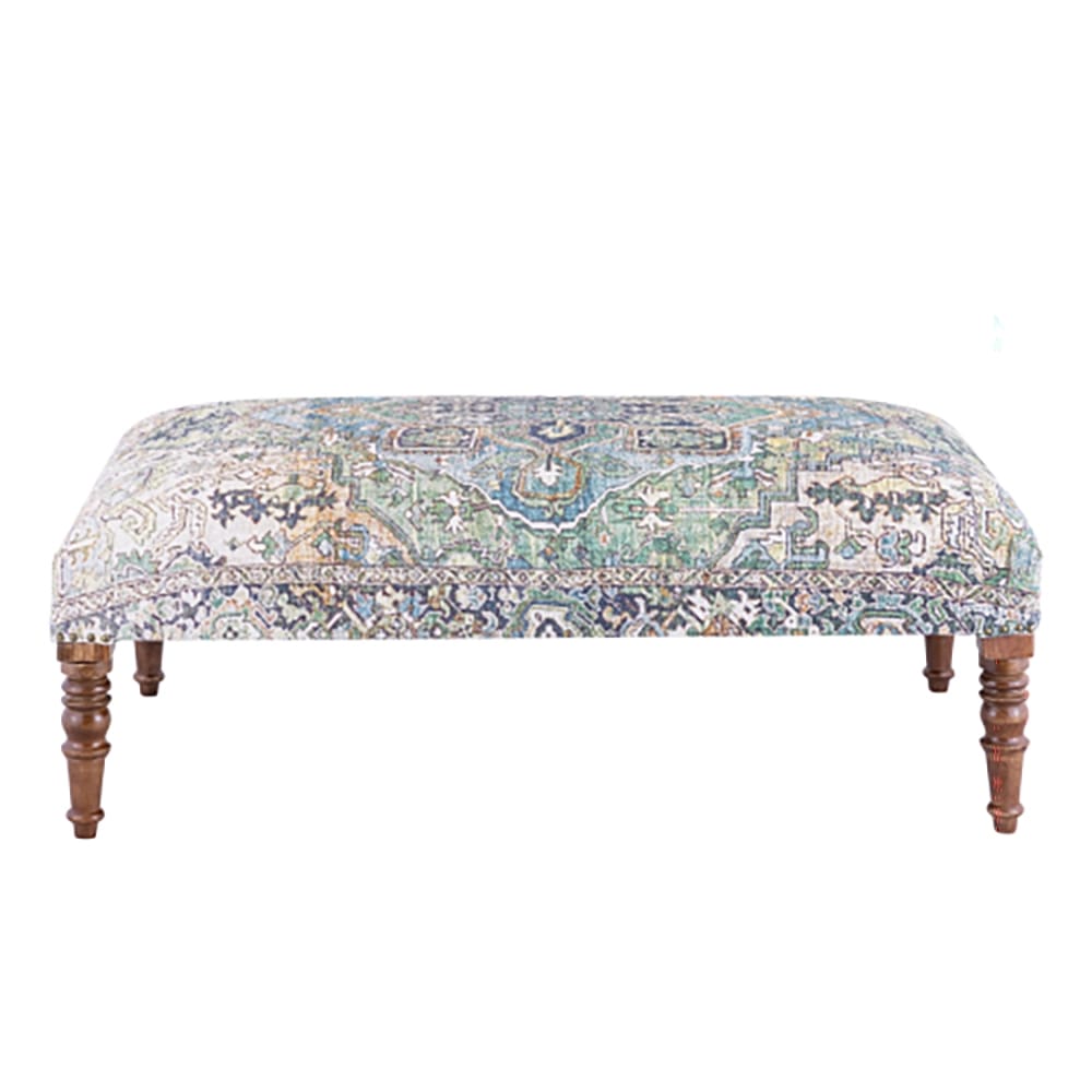 Albany Living Patterned Upholstered Bench, Green/Ivory