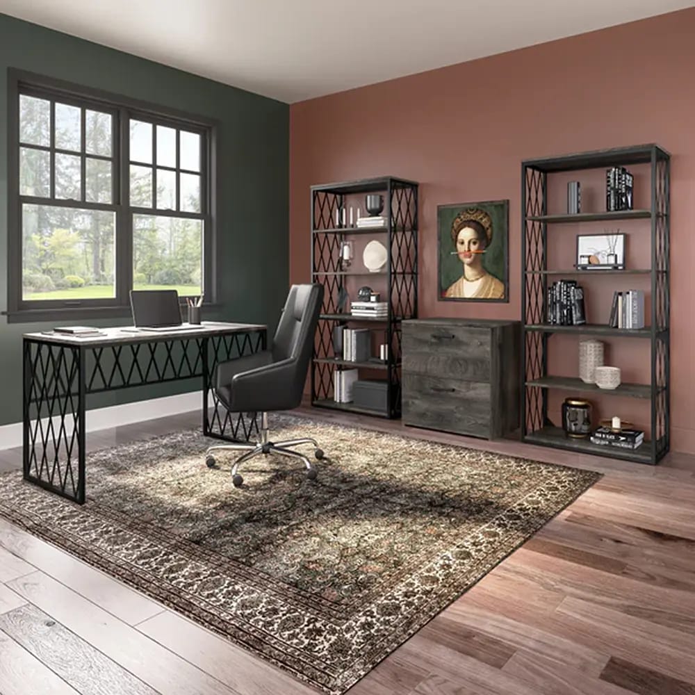 Bush Furniture City Park Industrial Writing Desk, Dark Gray Hickory