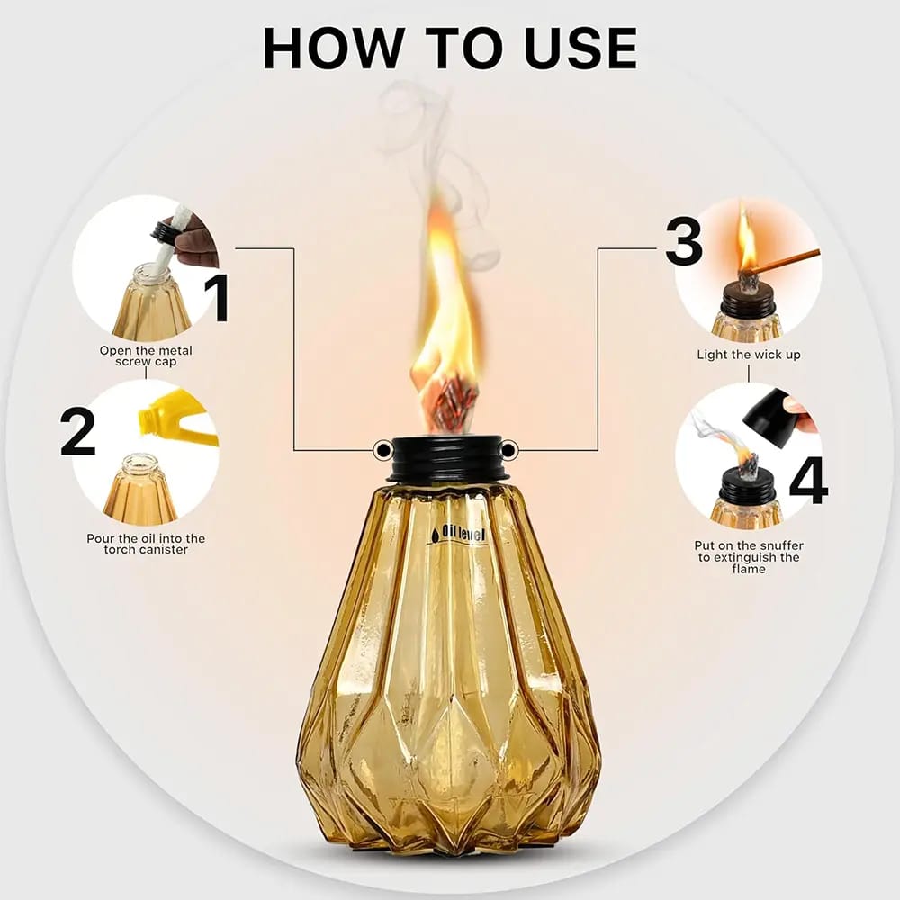 Decorative Glass Pineapple Table Torch, 3 Pack, Amber