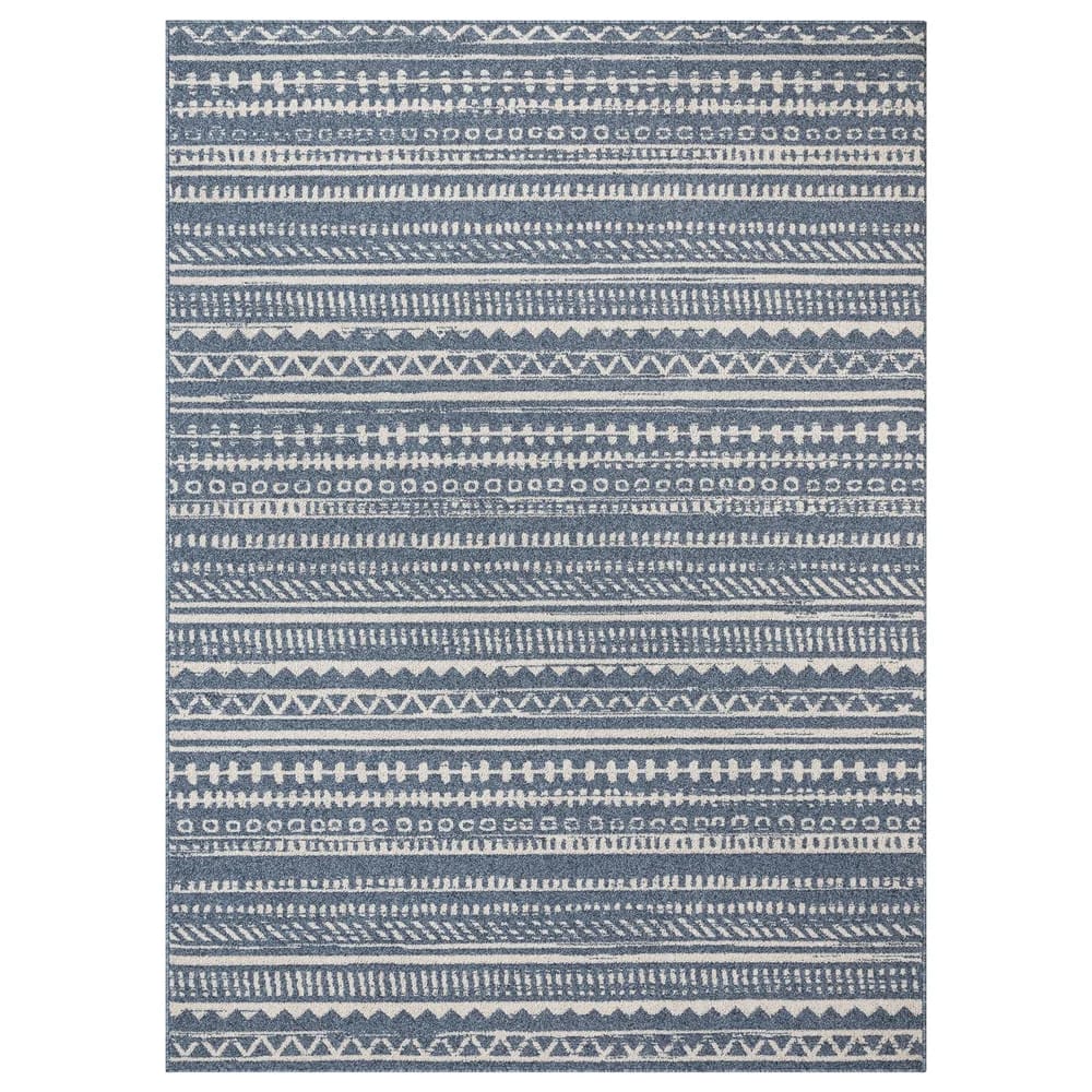 Well Woven 7'10" x 10'6" Verona Easton Modern Geometric Area Rug, Blue/Ivory