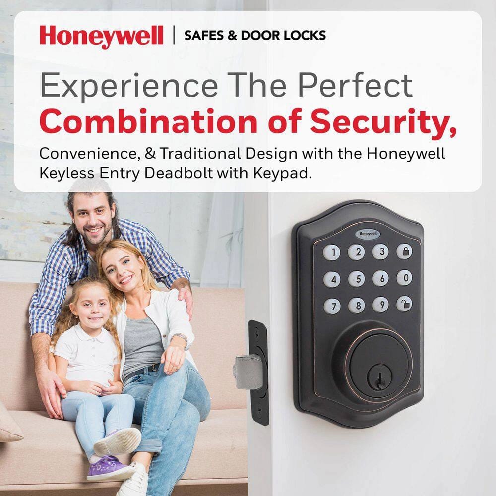 Honeywell Single Cylinder Deadbolt Lock with Electronic Keypad, Oil Rubbed Bronze
