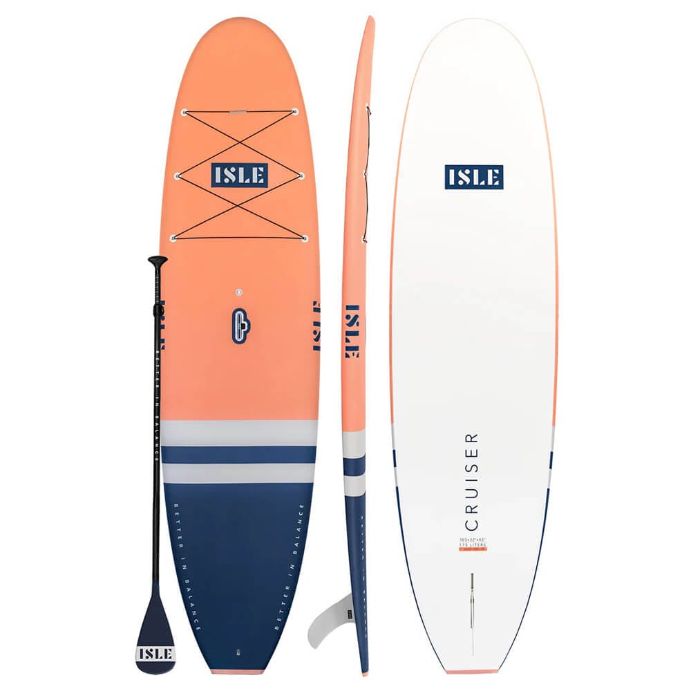 ISLE Cruiser 10'5" Hard Stand Up Paddle Board Package, Coral