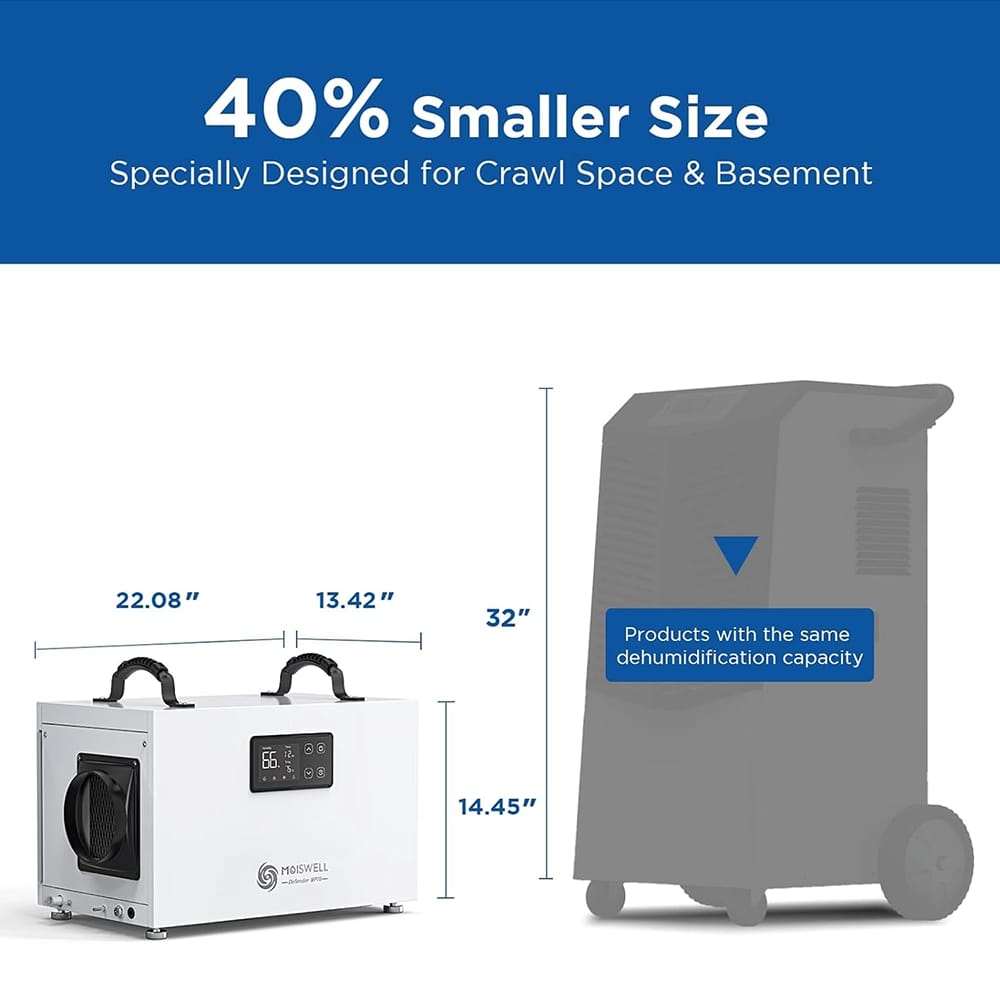 Moiswell 145 Pints Commercial Dehumidifier with Pump, White