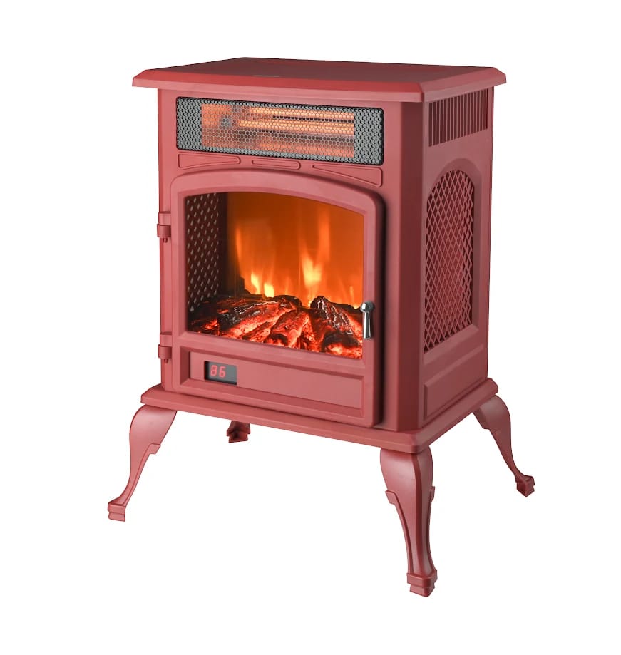 Freestanding Mini Stove Heater, 1500W, Red